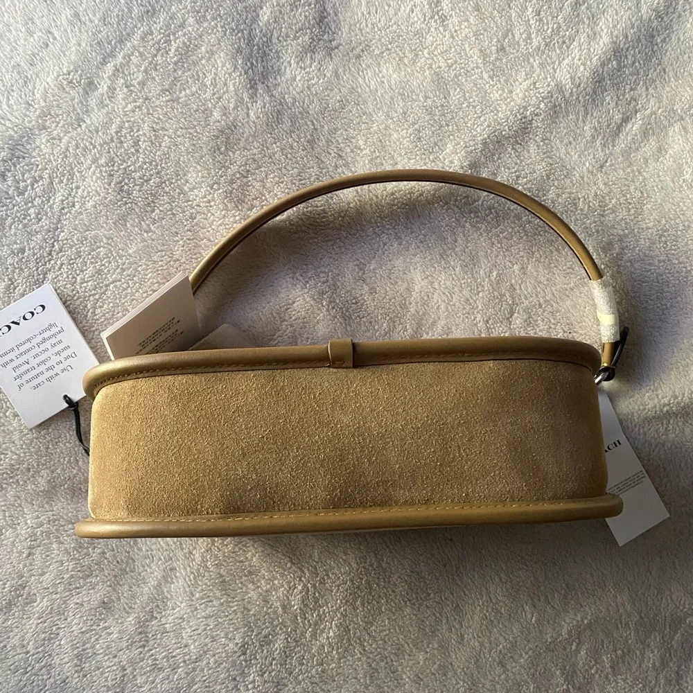 NWOT Coach Swinger Suede Shoulder Bag in color Peanut - Picture 4 of 13